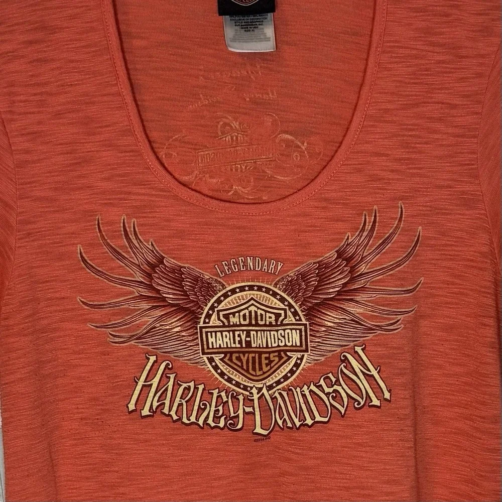 Harley‎ Davidson Shirt Motorcycle Logo Biker Eagle Wings Scoop Neck Ties XL